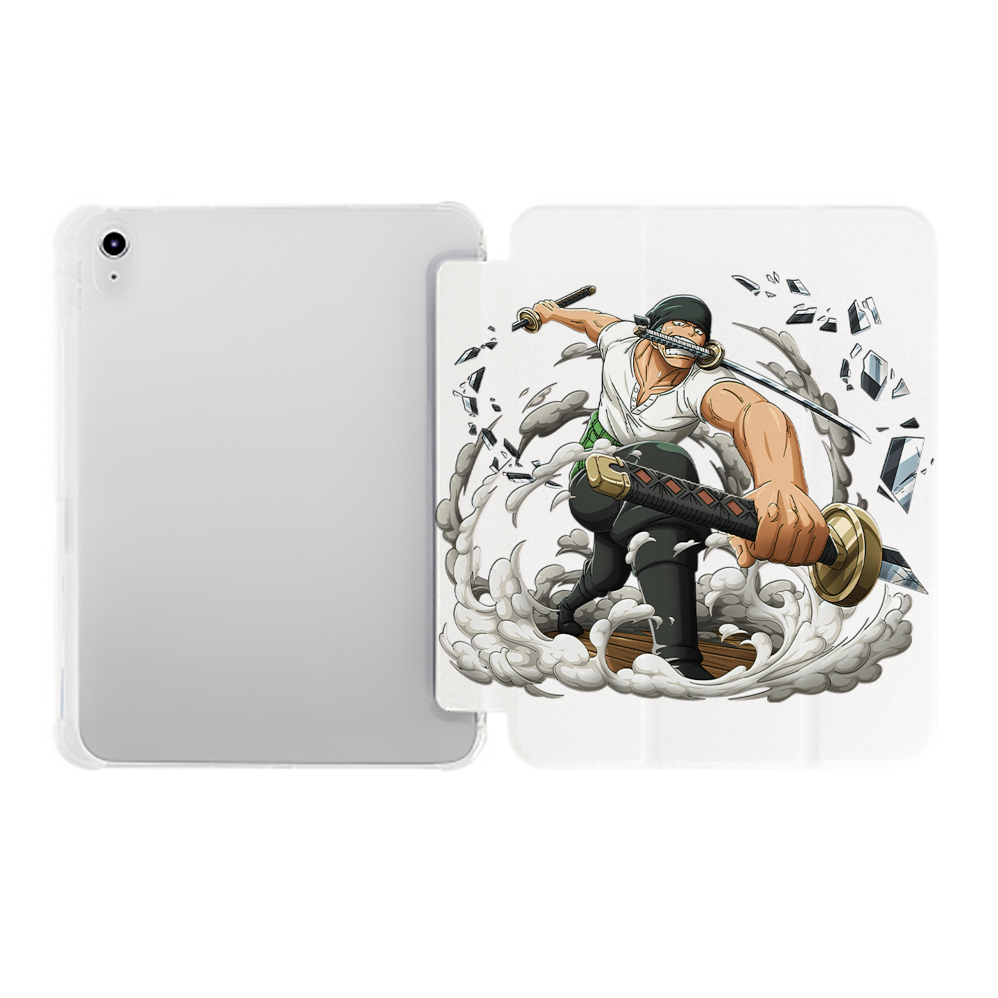 （画像用） ワンピース ロロノア・ゾロ ONE PIECE Roronoa Zoro IPad ケース ペン収納付き 三つ折りスタンド PUレザー×シリコン 対応機種9.5/10.5/10.9インチ